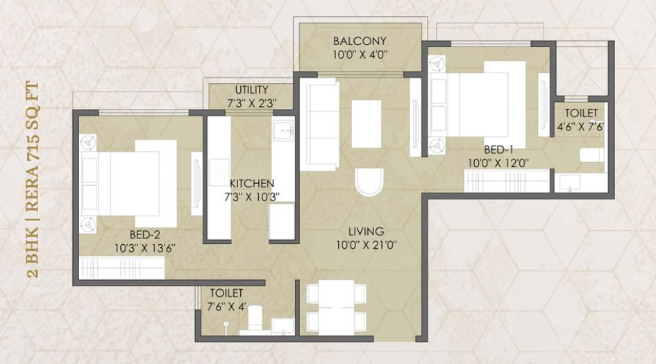 Shreeji-Skyrise-Centralink-Floor-Plan-2 BHK-715 Sqft
